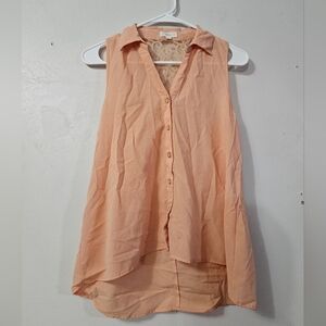 Edge Brand Peach Sleeveless Button-Up Tank Top